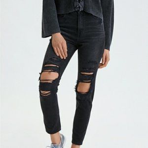 Bershka Extreme Distressed Skinny Jeans Black 10US